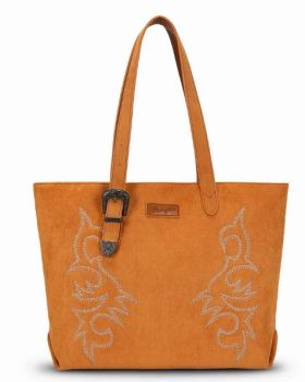 WG-HB-457-2002-BR Wrangler Western Embroidered Tote Bag