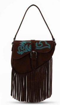 WG-HB-457-2003-CF Wrangler Western Embroidered Fringe Crossbody Bag