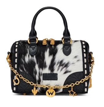 WG-HB-541-6660-BK Wrangler Cowhide Hair-on Satchel Bag