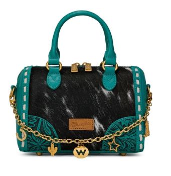 WG-HB-541-6660-TQ Wrangler Cowhide Hair-on Satchel Bag