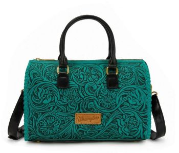 WG-HB-541-6662-TQ Wrangler Floral Tooled Satchel Bag
