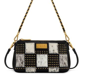 WG-HB-566-8370BK Wrangler Cowhide Patchwork Studded Shoulder Bag/Crossbody