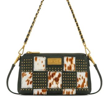 WG-HB-566-8370GN Wrangler Cowhide Patchwork Studded Shoulder Bag/Crossbody