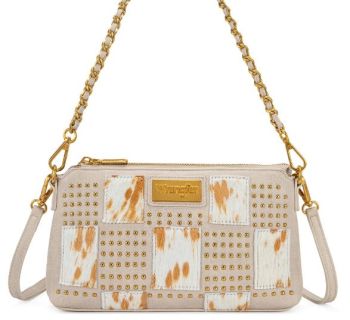 WG-HB-566-8370TN Wrangler Cowhide Patchwork Studded Shoulder Bag/Crossbody