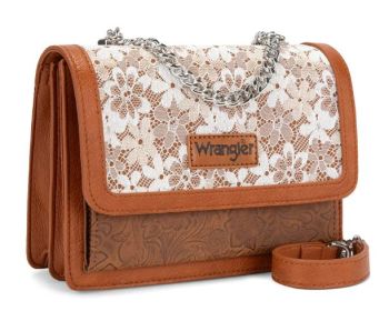 WG-HB-455-2365BR Wrangler Chic Lace Chain Shoulder Bag