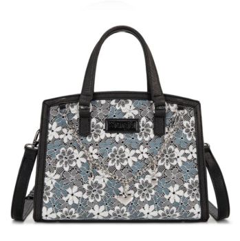 WG-HB-455-8130BK Wrangler Western Chic Lace with Chain Charm Satchel/Crossbody Bag