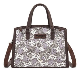 WG-HB-455-8130CF Wrangler Western Chic Lace with Chain Charm Satchel/Crossbody Bag
