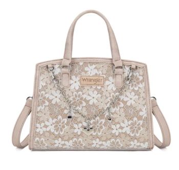 WG-HB-455-8130KH Wrangler Western Chic Lace with Chain Charm Satchel/Crossbody Bag