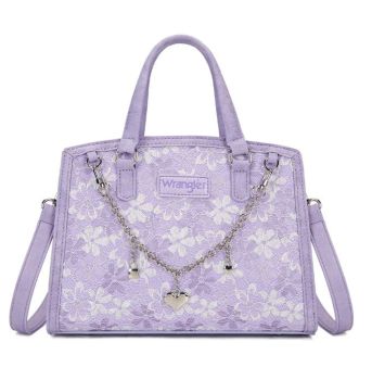 WG-HB-455-8130PP Wrangler Western Chic Lace with Chain Charm Satchel/Crossbody Bag