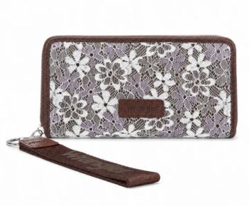WG455-W130CF Wrangler Lace Floral RFID Blocking Zip Around Wallet