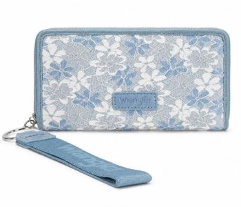WG455-W130JN Wrangler Lace Floral RFID Blocking Zip Around Wallet