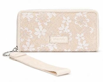 WG455-W130KH Wrangler Lace Floral RFID Blocking Zip Around Wallet
