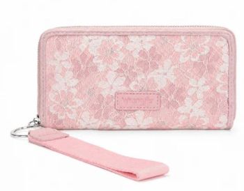 WG455-W130PK Wrangler Lace Floral RFID Blocking Zip Around Wallet