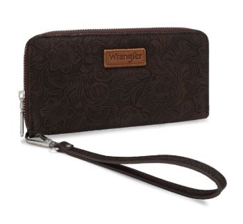 WG-WL-561-130-CF Wrangler Floral Tooled Wristlet RFID Wallet 