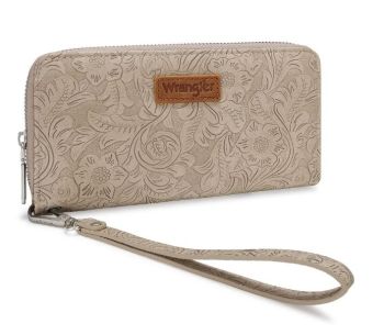 WG-WL-561-130-TN Wrangler Floral Tooled Wristlet RFID Wallet 
