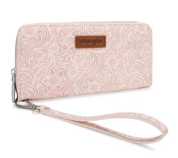 WG-WL-561-130-PK Wrangler Floral Tooled Wristlet RFID Wallet 