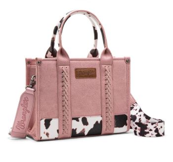 WG102-8120S COW-PK Wrangler Cow Print Concealed Carry Tote/Crossbody 