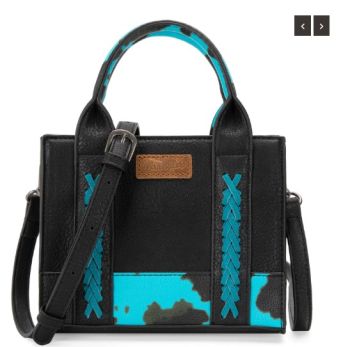 WG102-8120S TQ Wrangler Cow Print Concealed Carry Tote/CrossbodY