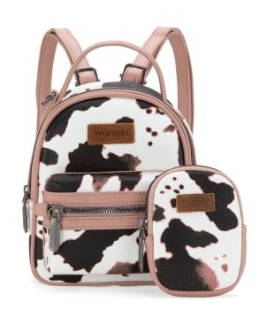 WG133-8600PK Wrangler Cow Print Mini Backpack With Coin Pouch 