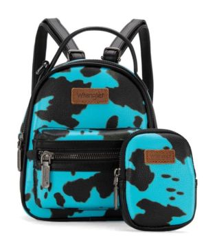 WG133-8600TQ Wrangler Cow Print Mini Backpack With Coin Pouch 