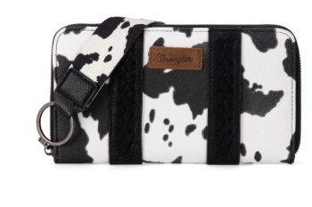 WG133-W006 BK  Wrangler Cow Print Wallet