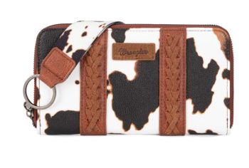 WG133-W006 BR  Wrangler Cow Print Wallet