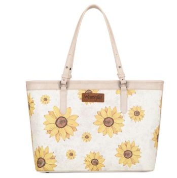 WG204-2002BEG Wrangler Sunflower Print Tote Bag
