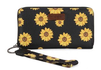 WG204-W006BK  Wrangler Sunflower Print PU Leather Wallet