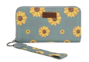 WG204-W006BL  Wrangler Sunflower Print PU Leather Wallet