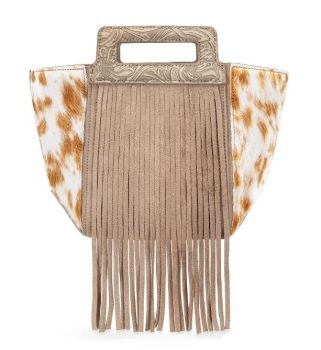 TR208-8366TN Trinity Ranch Fringe Cowhide Tote Bag