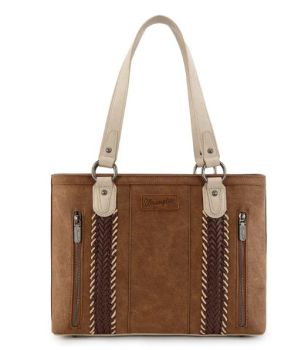 WG217-2002BR Wrangler Braided Whipstitch Zippered Tote