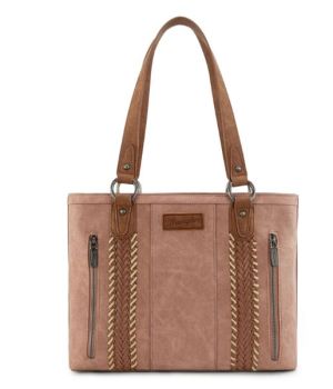 WG217-2002PK Wrangler Braided Whipstitch Zippered Tote