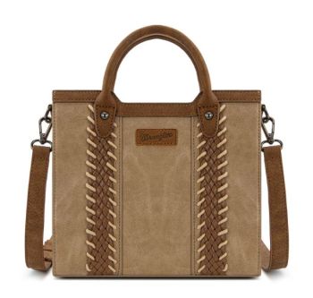 WG217-889TN Wrangler Braided Whipstitch Top Handle Small Tote/Crossbody