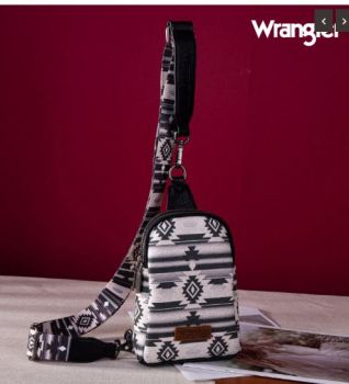 WG2205-210 BK Wrangler Aztec Print Crossbody Sling Chest Bag