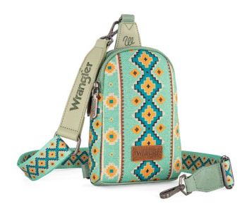 WG2205-210 LGN Wrangler Aztec Print Crossbody Sling Chest Bag