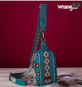 WG2205-210 TQ Wrangler Aztec Print Crossbody Sling Chest Bag