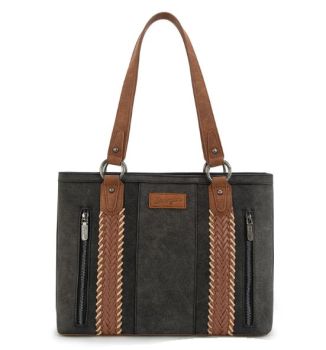 WG217-2002BK Wrangler Braided Whipstitch Zippered Tote