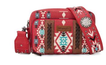 WG2207-3003 BD  Wrangler Aztec Printed Crossbody Purse With Wallet Compartment