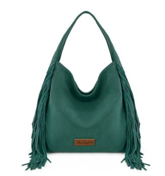 WG244-9182 TQ Wrangler Fringe Studded Hobo Bag