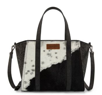 WG252-8012BK Wrangler Genuine Hair-On Cowhide Wide Tote/Crossbody Black