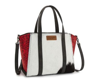 WG252-8012RED Wrangler Genuine Hair-On Cowhide Wide Tote/Crossbody Black