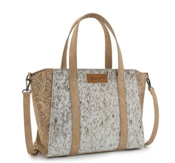 WG252-8012TN Wrangler Genuine Hair-On Cowhide Wide Tote/Crossbody Black