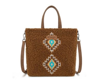 WG263-2002BR Wrangler Sherpa Aztec Sherpa Tote/Crossbody