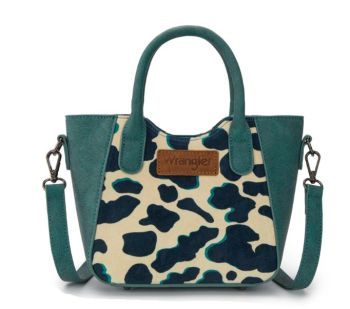WG264-8015BR Wrangler Cow Print Mini Tote/Crossbody