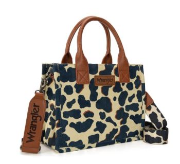 WG264-8120BR Wrangler Cow Print Concealed Carry Tote/Crossbody