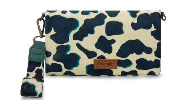 WG264-W106TQ Wrangler Cow Print Wallet/Wristlet/Crossbody