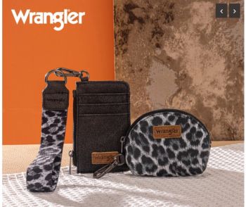 WG296-W0051BK Wrangler Leopard Print Dual Pouch Wristlet