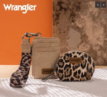 WG296-W0051TN Wrangler Leopard Print Dual Pouch Wristlet
