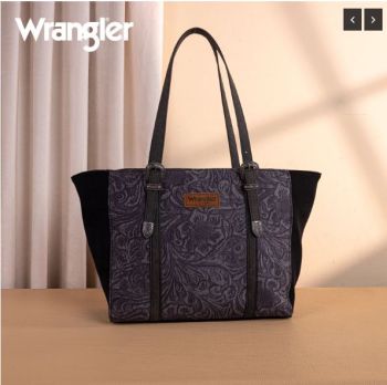 WG277-2002BK Wrangler Vintage Floral Printed Large Tote Bag