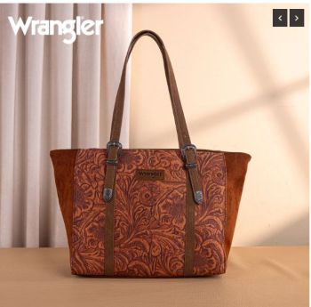 WG277-2002BR Wrangler Vintage Floral Printed Large Tote Bag